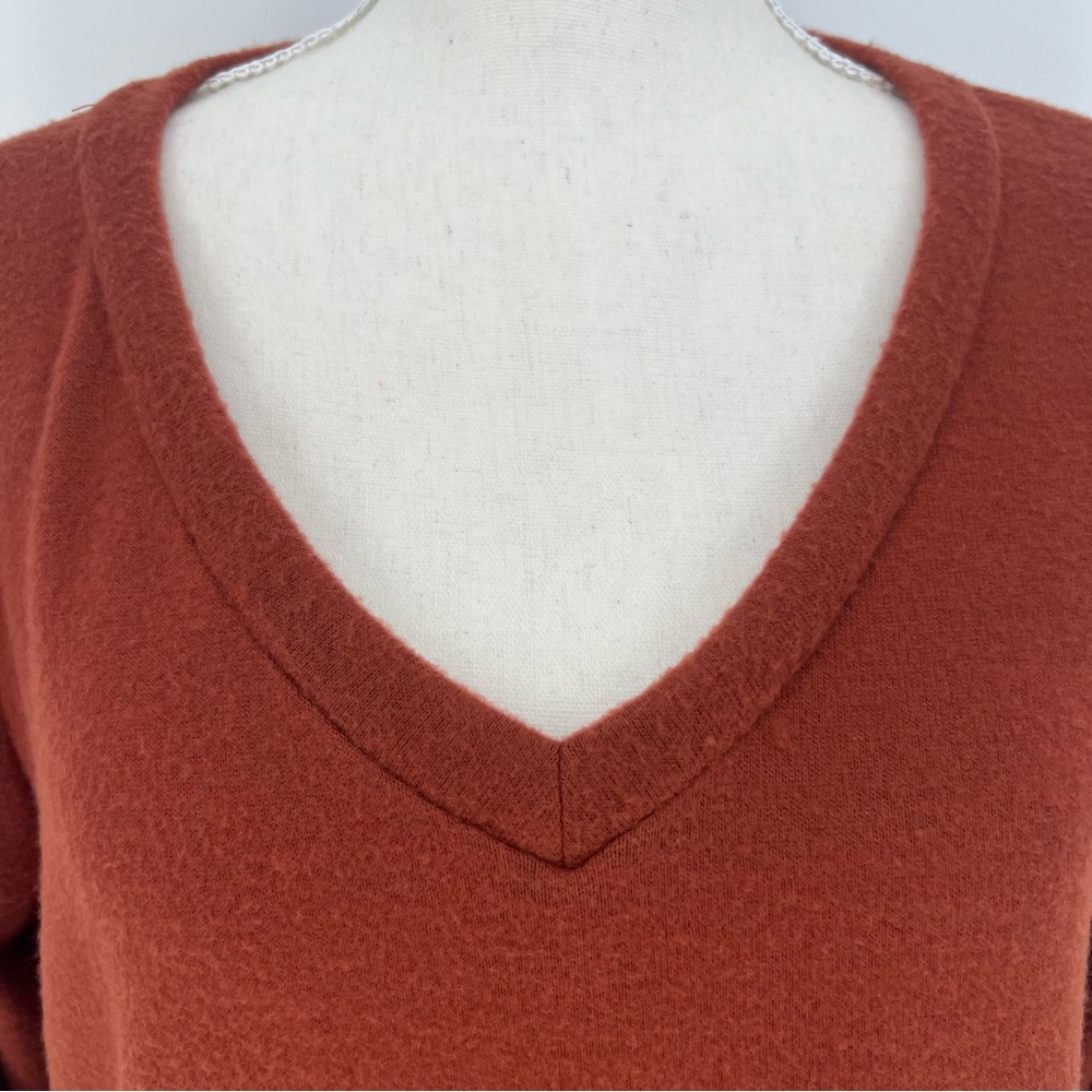 Sew In Love Womens Small V Neck Long Sleeve Tunic Toasted Pumpkin Fuzzy Texture - Picture 7 of 13